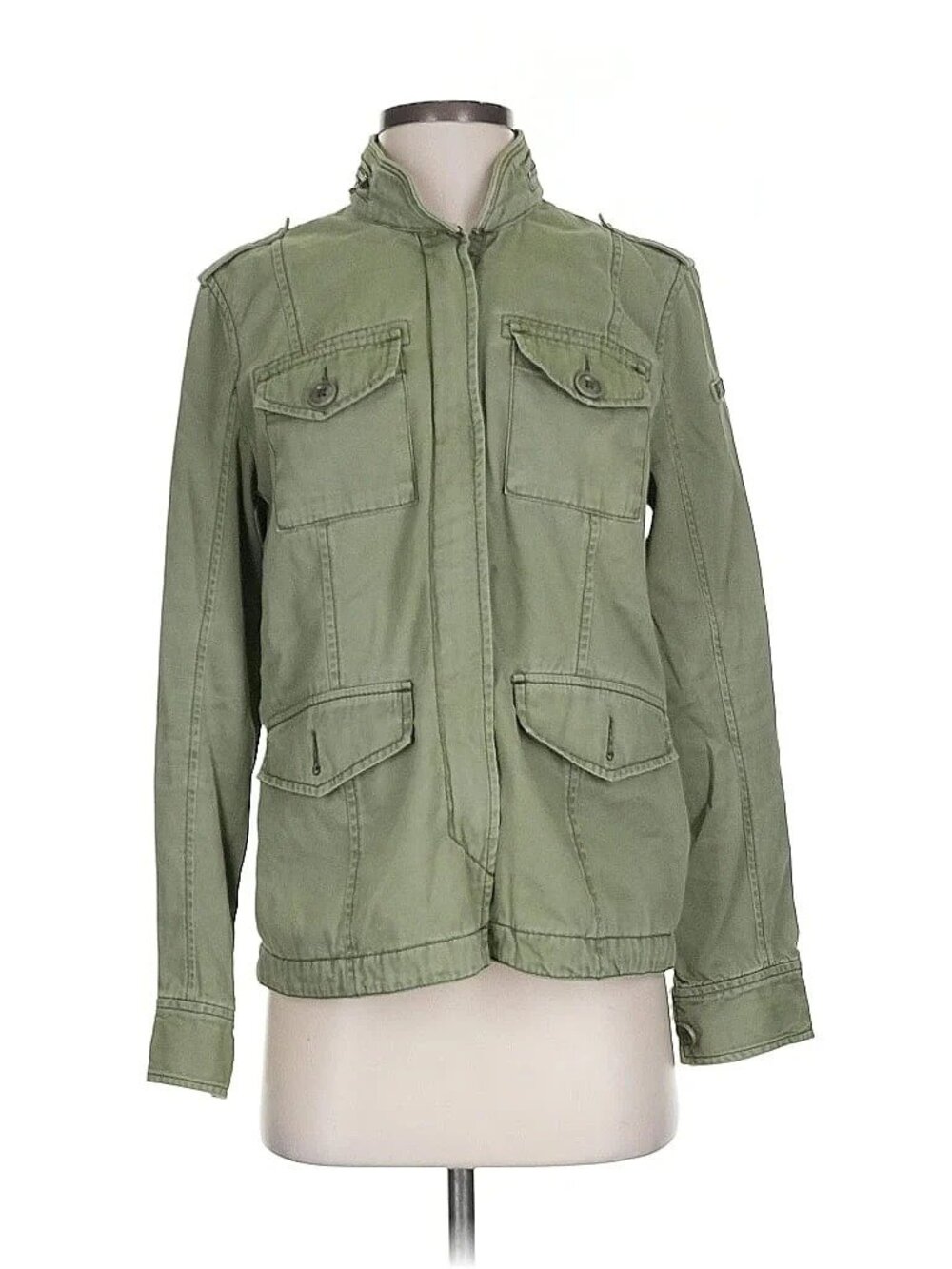 Abercrombie Green Floral Embroidered Utility Jacket | Military Boho Indie Sleaze - Picture 8 of 14